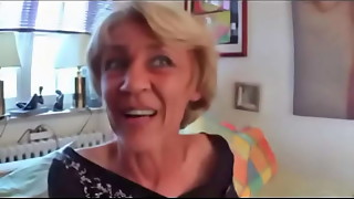 Blonde gilf rides teen cock