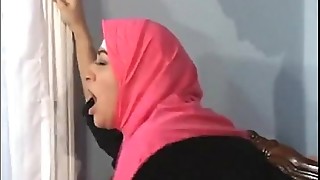Girl in pink hijab fucked hard