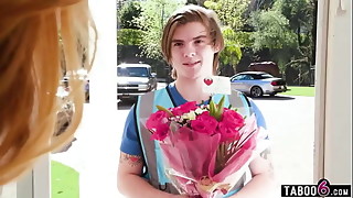 Young flower delivery guy gets gangbanged by a group of mature housewives